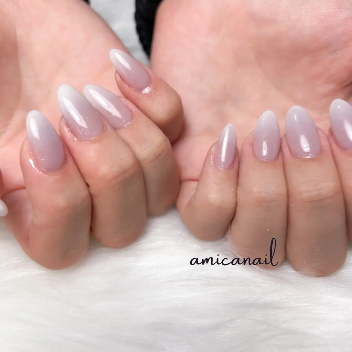 ネイル パープル ホワイト ハンドネイル _amica nail_のネイルデザイン