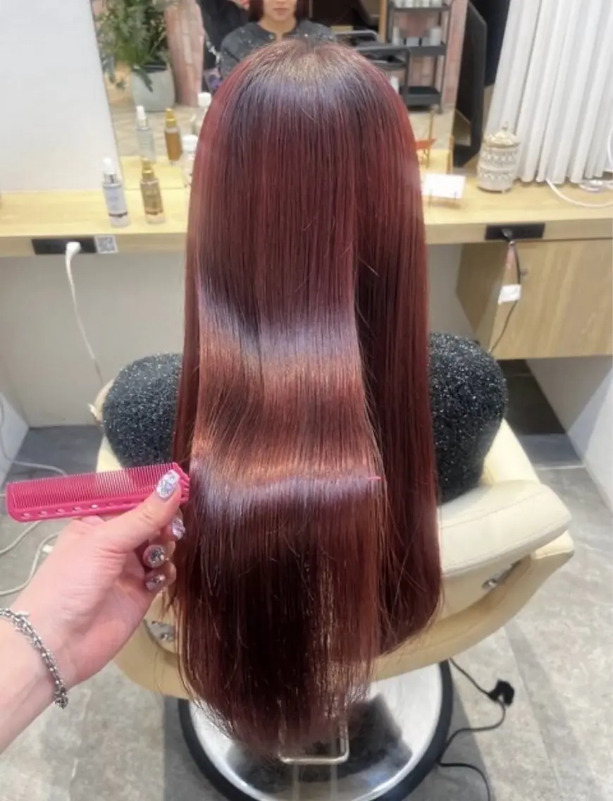 ロング カラー カット ヘアカラー トリートメント 大人韓国レイヤー🫧 暖色カラー/はるのヘアスタイル