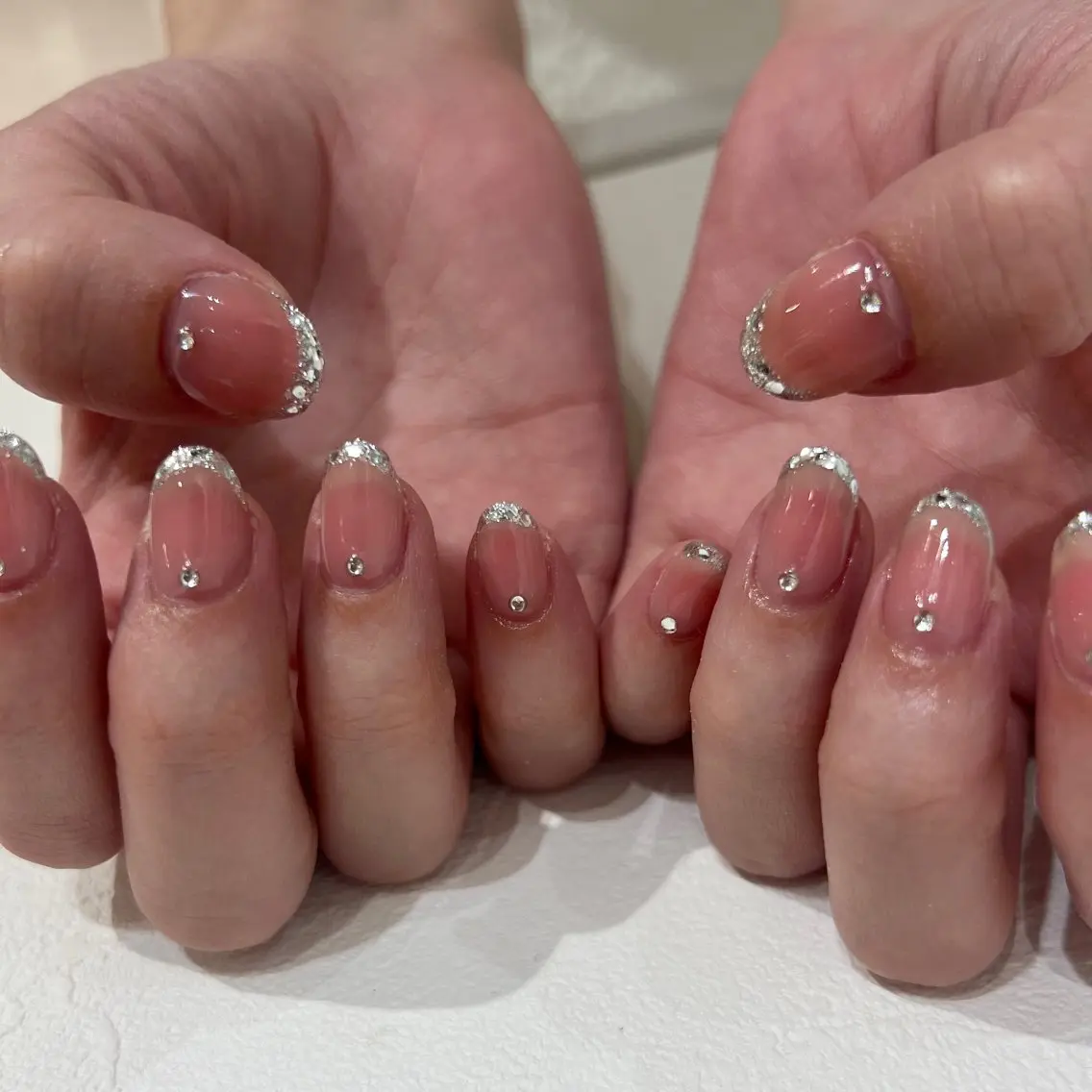 ネイル チークネイル フレンチネイル ガラスフレンチ ハンドネイル 【池袋】nuts nail　なつみのネイルデザイン