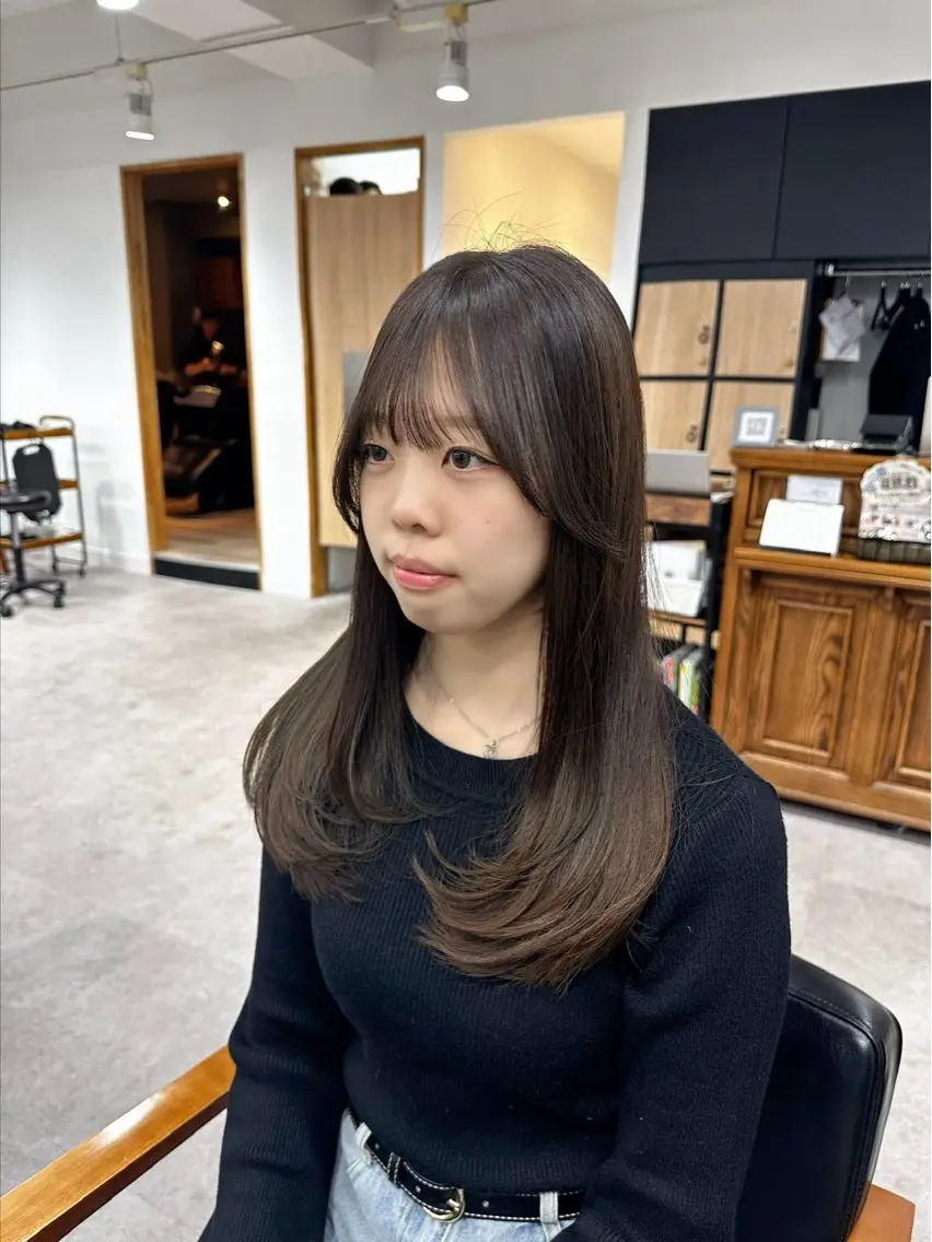 ロング カラー パーマ ヘアアレンジ メンズ キッズ レイヤーカット/ 巻ける縮毛矯正のヘアスタイル