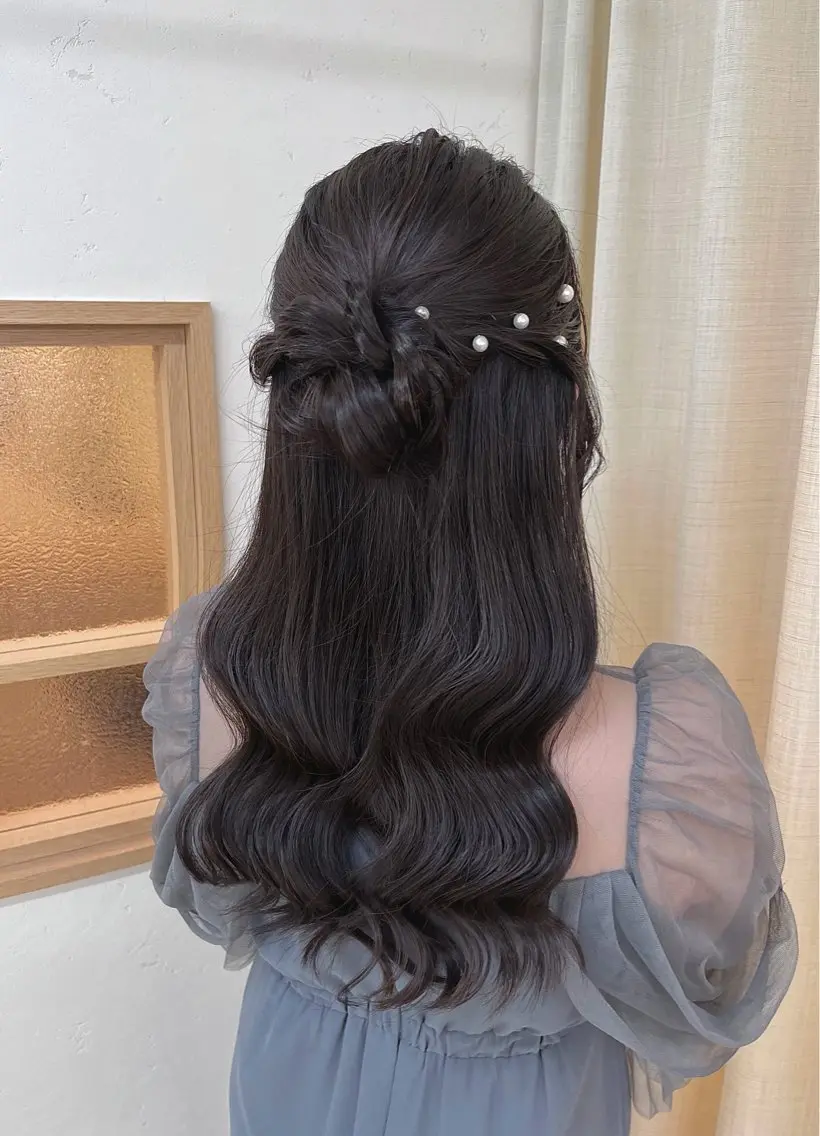 ロング お団子ヘア ヘアセット 参列♡デートゆるふわ ヘアメイク🎀みゆうのヘアスタイル