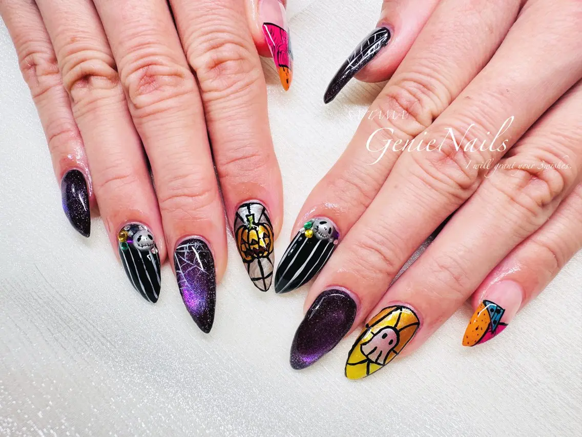 メンズ ネイル アートネイル 長さ出し 氷ネイル・うるうるネイル ロングネイル 持ち込み Genie Nailsのネイルデザイン