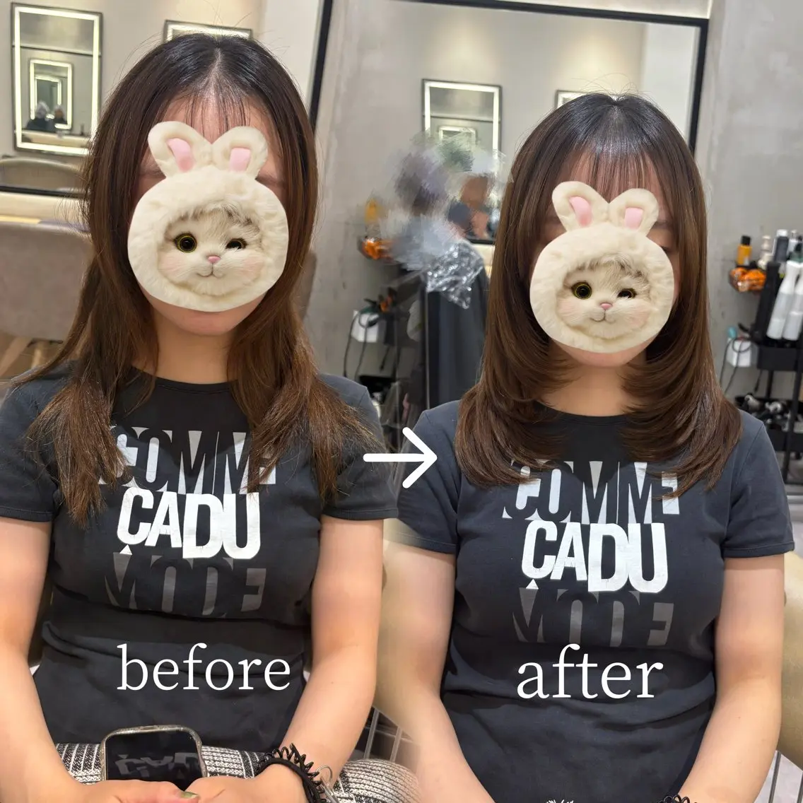 ミディアム カラー レイヤー🍀ボブ 浦和🍓YUIのヘアスタイル