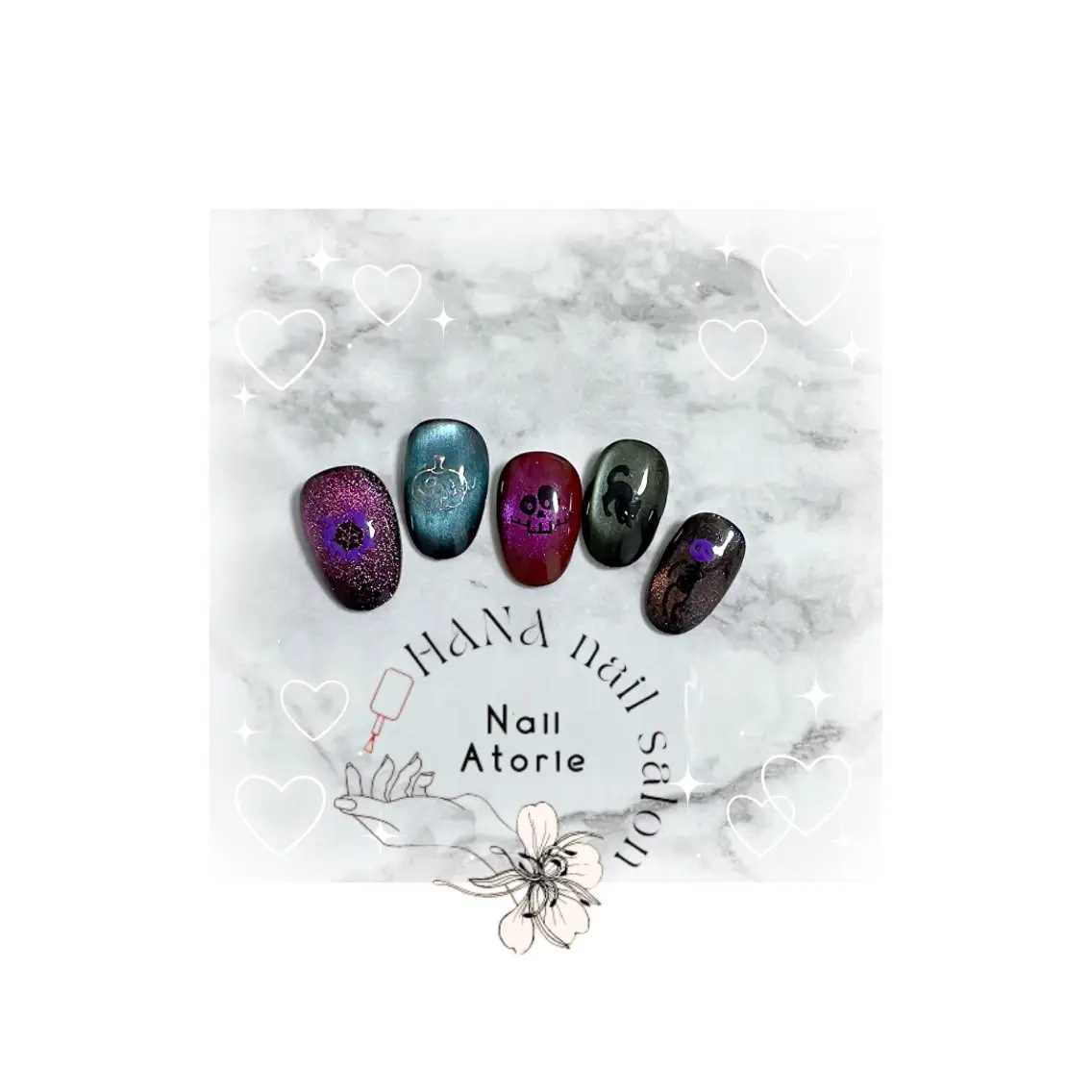 ネイル ハロウィン マグネットネイル ハンドネイル HaNA 　nail salonのネイルデザイン