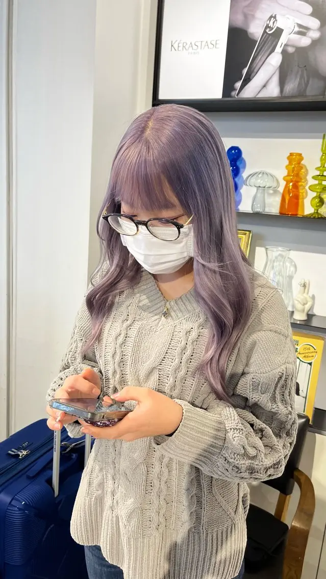ロング カラー ヘアカラー センターパート/カラ ーメッシュ📍ユリのヘアスタイル
