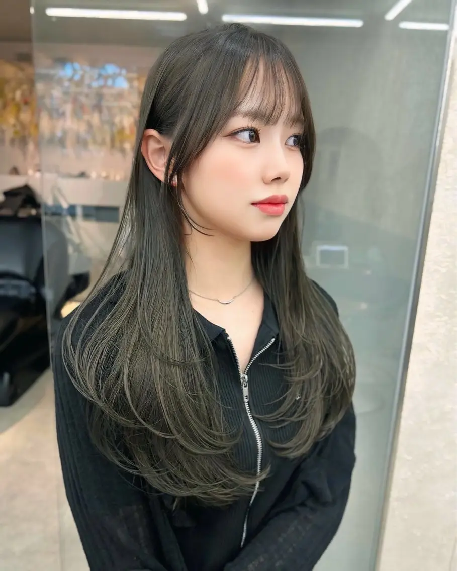 ロング ハッシュカット ハイレイヤー 韓国風ヘア レイヤーカット カット Yuta✂︎ 韓国レイヤー🪽のヘアスタイル