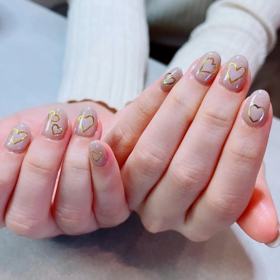 ネイル ゴールド ハート RUI ☆のネイルデザイン