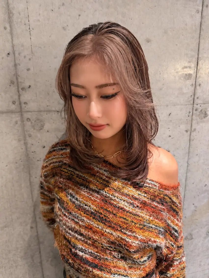 ロング カラー カット ヘアカラー トリートメント ブリーチなしW 🩷髪質改善/優希のヘアスタイル