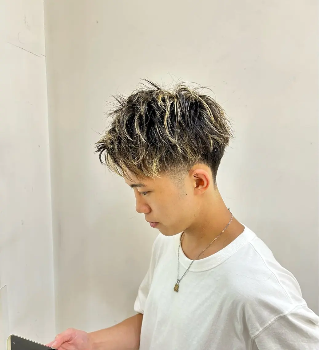 ショート カラー パーマ メンズ カット ヘアカラー 相模大野メンズ パーマ 仁翔のヘアスタイル