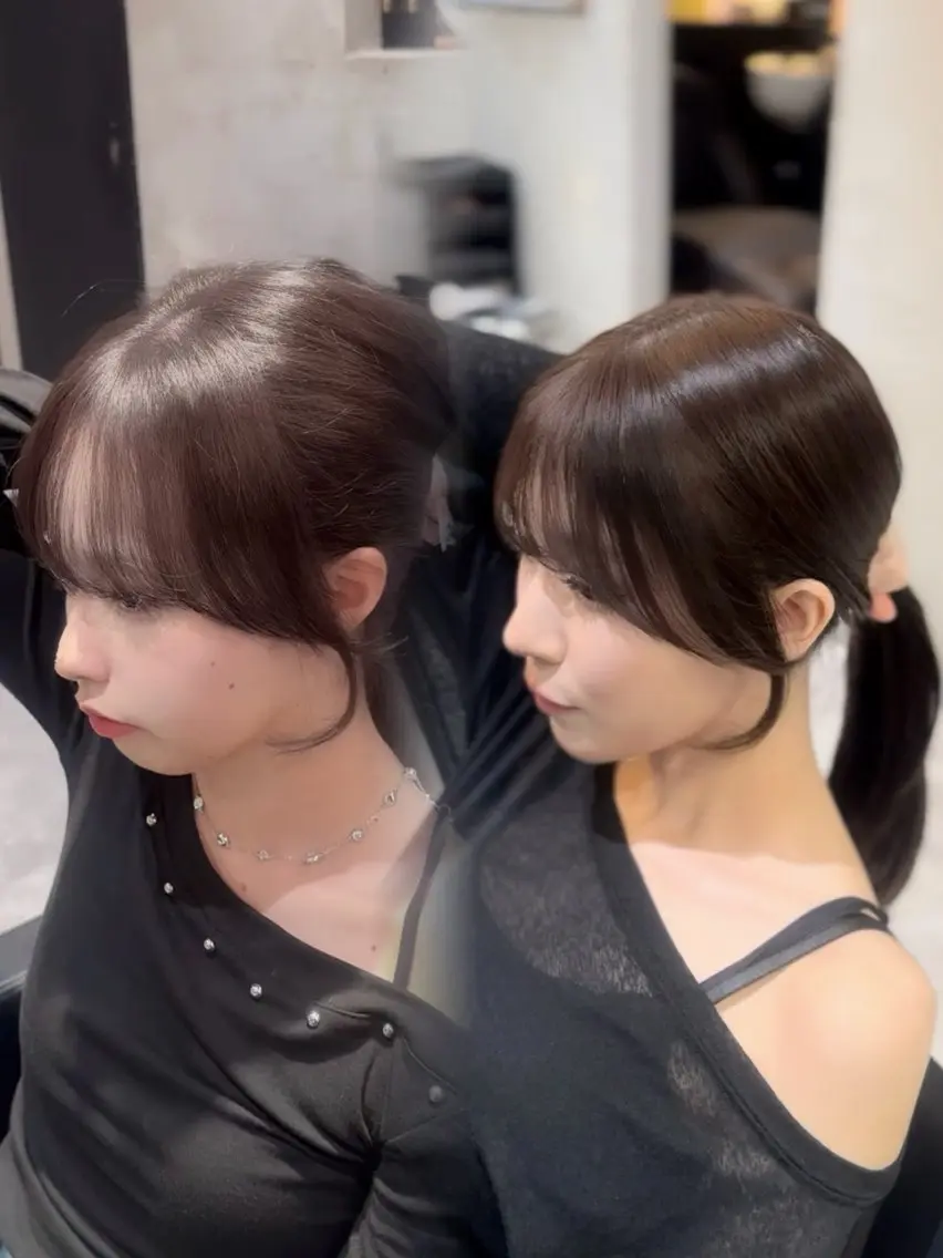 ロング 顔周りカット カット ヘアカラー トリートメント 💎韓国レイヤー ×エクステゆうま💎のヘアスタイル