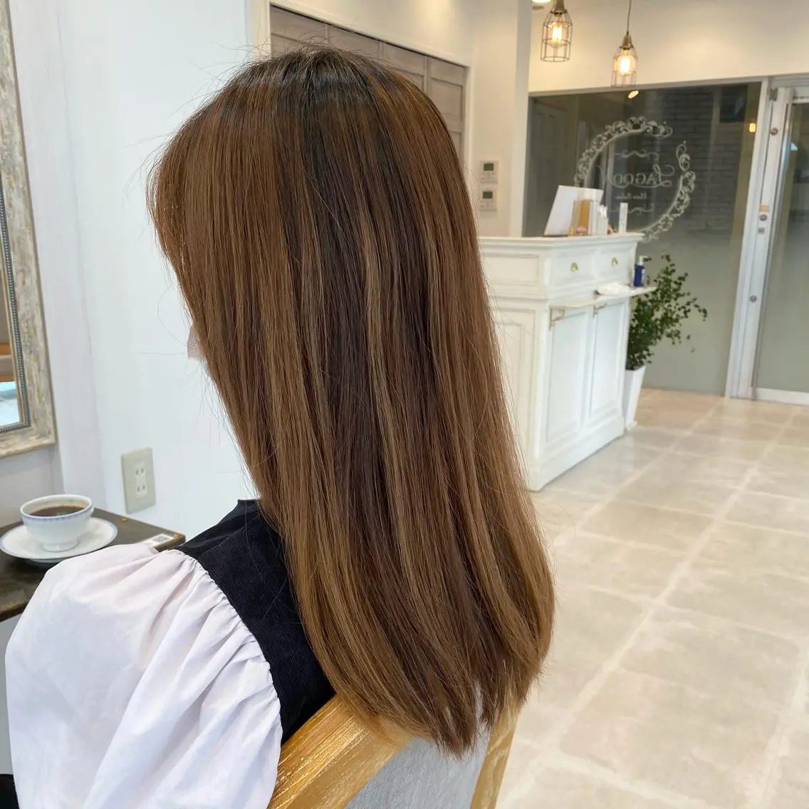 セミロング カラー カット ヘアカラー トリートメント ブリーチなし✨艶髪 カラー𓃲YAGIのヘアスタイル