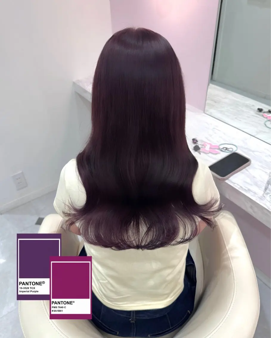 ロング カラー ブリーチ ダブルカラー ラベンダーカラー ラベンダーピンク ブリーチなしカラー ヘアカラー トリートメント 表参道/ハイトーン/ ブリーチ/みずは🎀のヘアスタイル