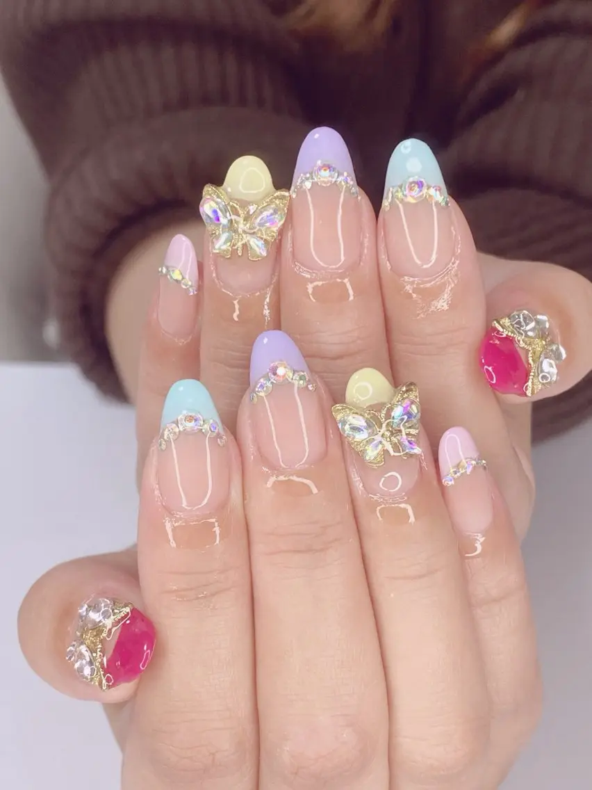 ネイル アニマル柄 アートネイル オーロラネイル 桜ネイル クリアネイル Ｎail Ｓalon ertiのネイルデザイン