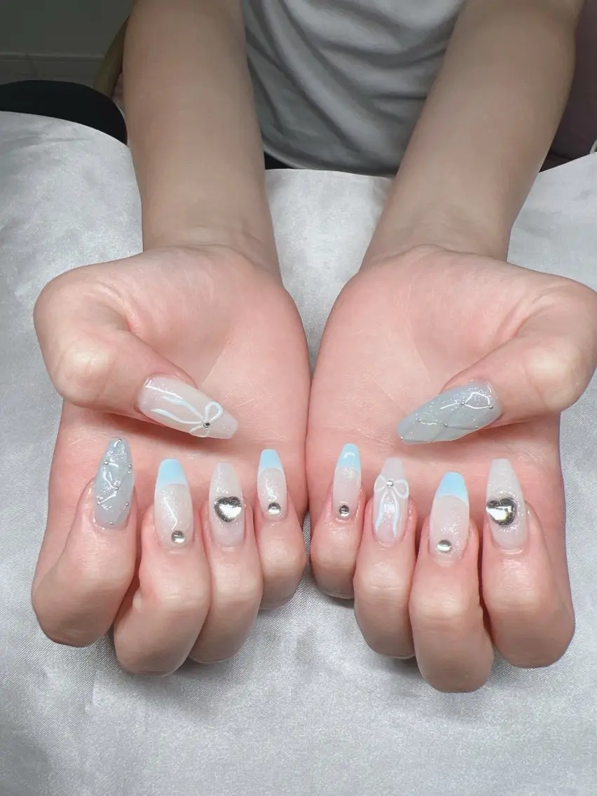 ネイル 長さ出し グラデーション キラキラネイル マグネットネイル ニュアンスネイル Lee Nails チップ長さだし専門店のネイルデザイン