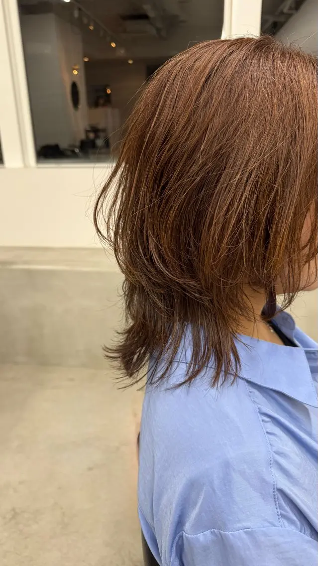 ミディアム レイヤーカット ウルフカット ウルフレイヤー 京都河原町  前田 希歩のヘアスタイル