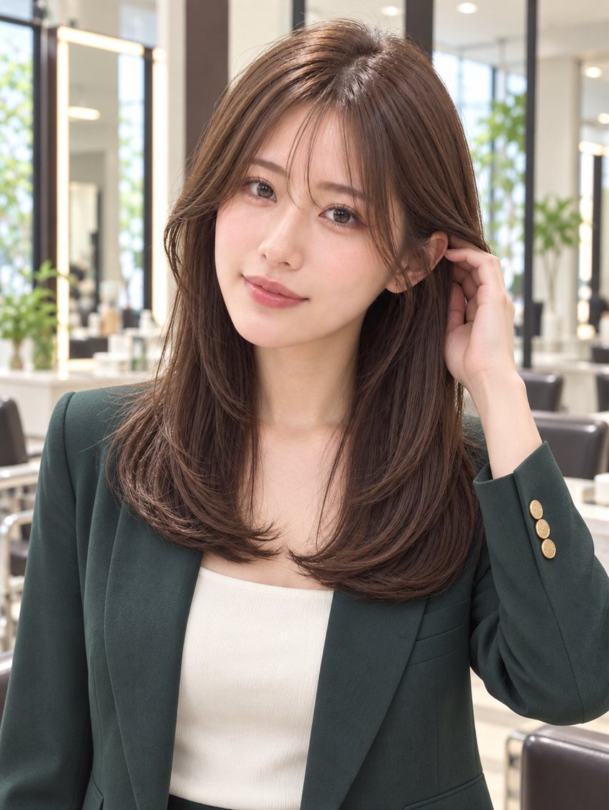セミロング カット ヘアカラー 縮毛矯正 トリートメント 艶髪レイヤーの匠✂️ 錦糸町佐藤店長のヘアスタイル