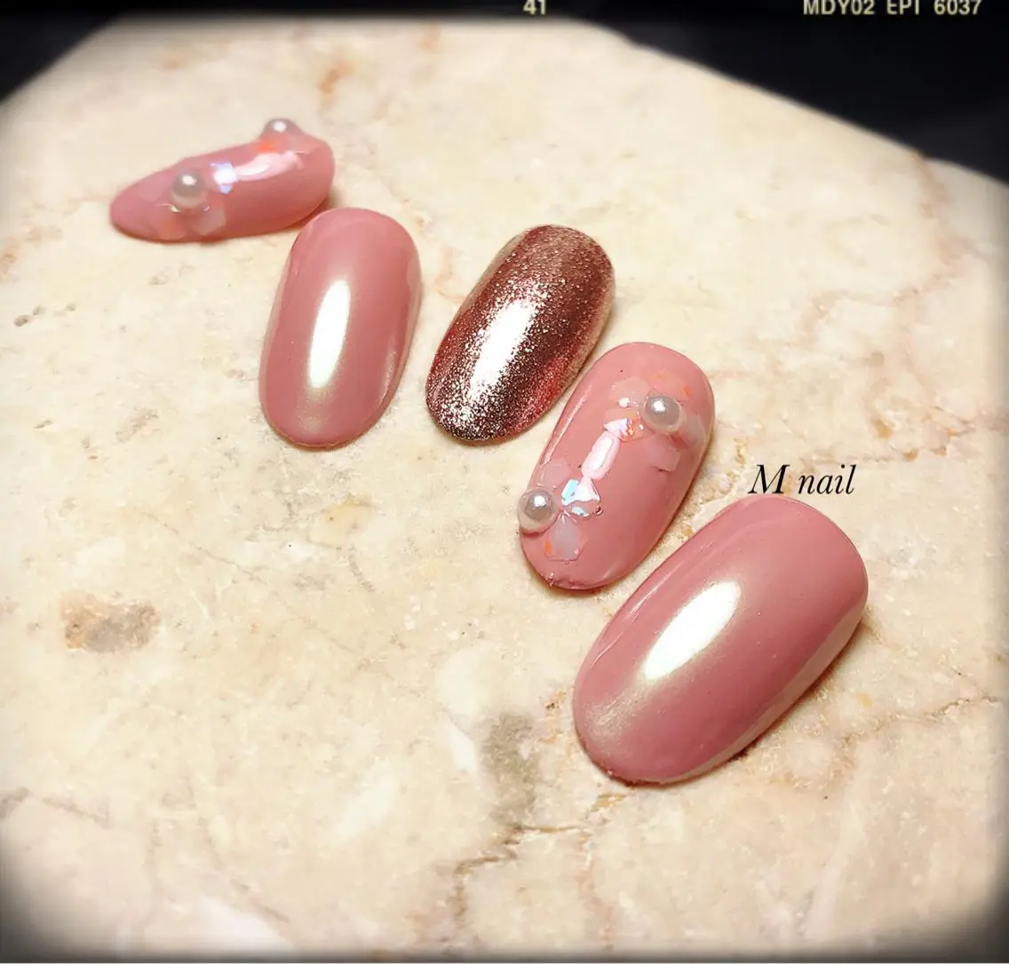ネイル オーロラネイル 桜ネイル M nail 市原市ちはら台のネイルデザイン