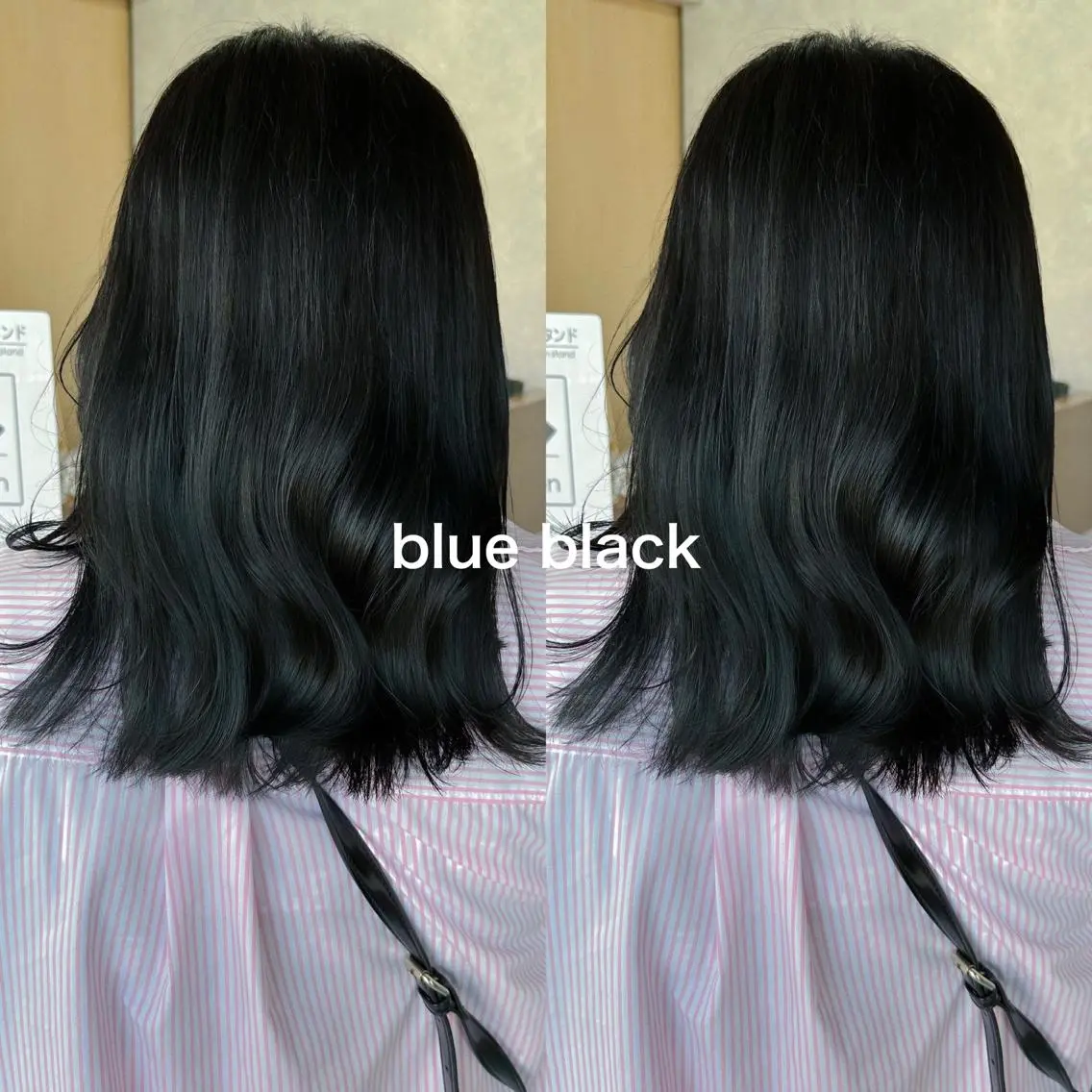 ミディアム カラー 黒髪 ブルーカラー ブルーブラック ヘアカラー トリートメント レイヤー/高橋 みく /池下/千種のヘアスタイル