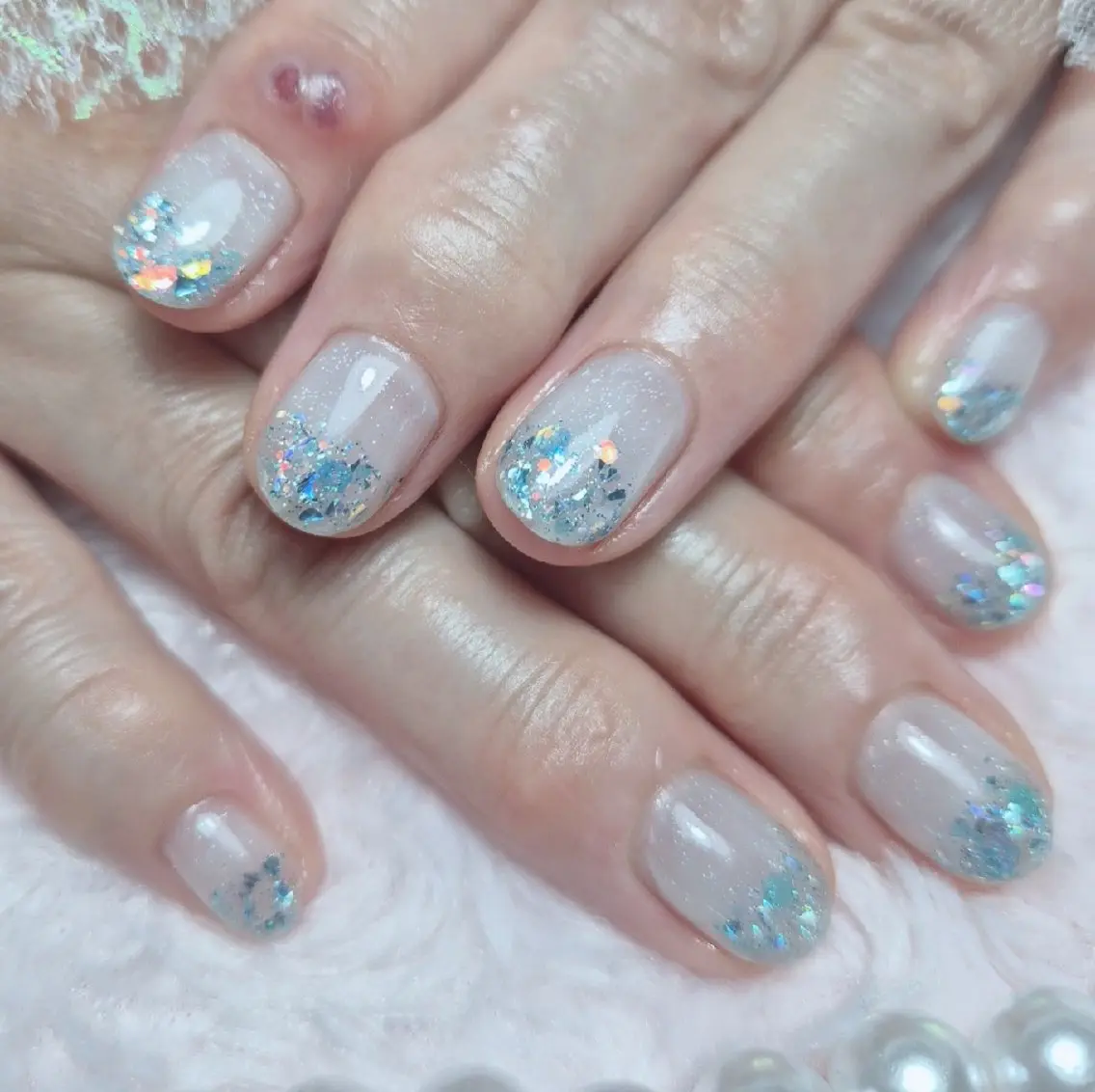ネイル ブルー ラメ(グリッター) Nail Salon  Rufu【ルフ】のネイルデザイン