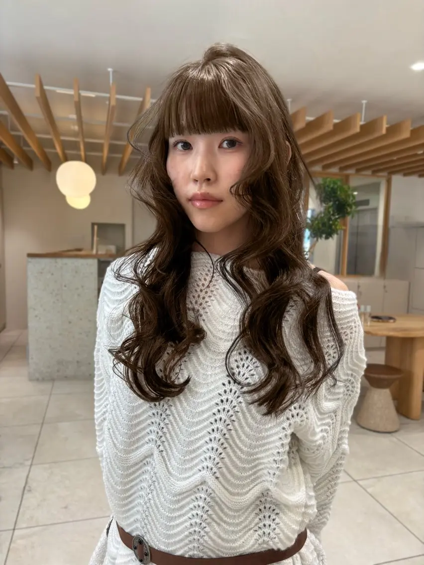 ロング カラー グレージュ オリーブグレージュ オリーブグレー ヘアカラー トリートメント 似合わせカットカラー りおなのヘアスタイル