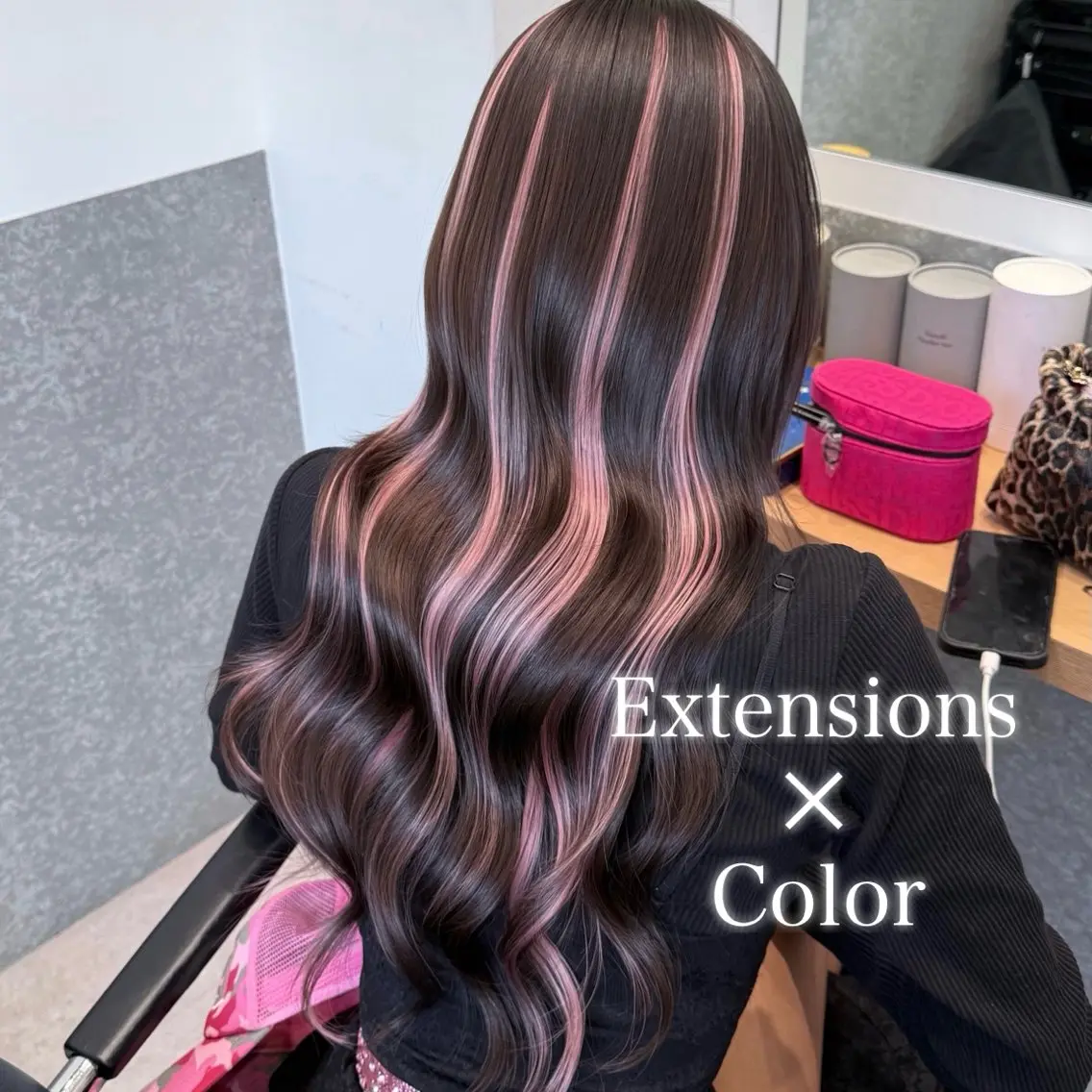 ロング カラー デザインカラー エクステ カット ヘアカラー エクステ 艶髪ハイトーン💎 Rukumoのヘアスタイル