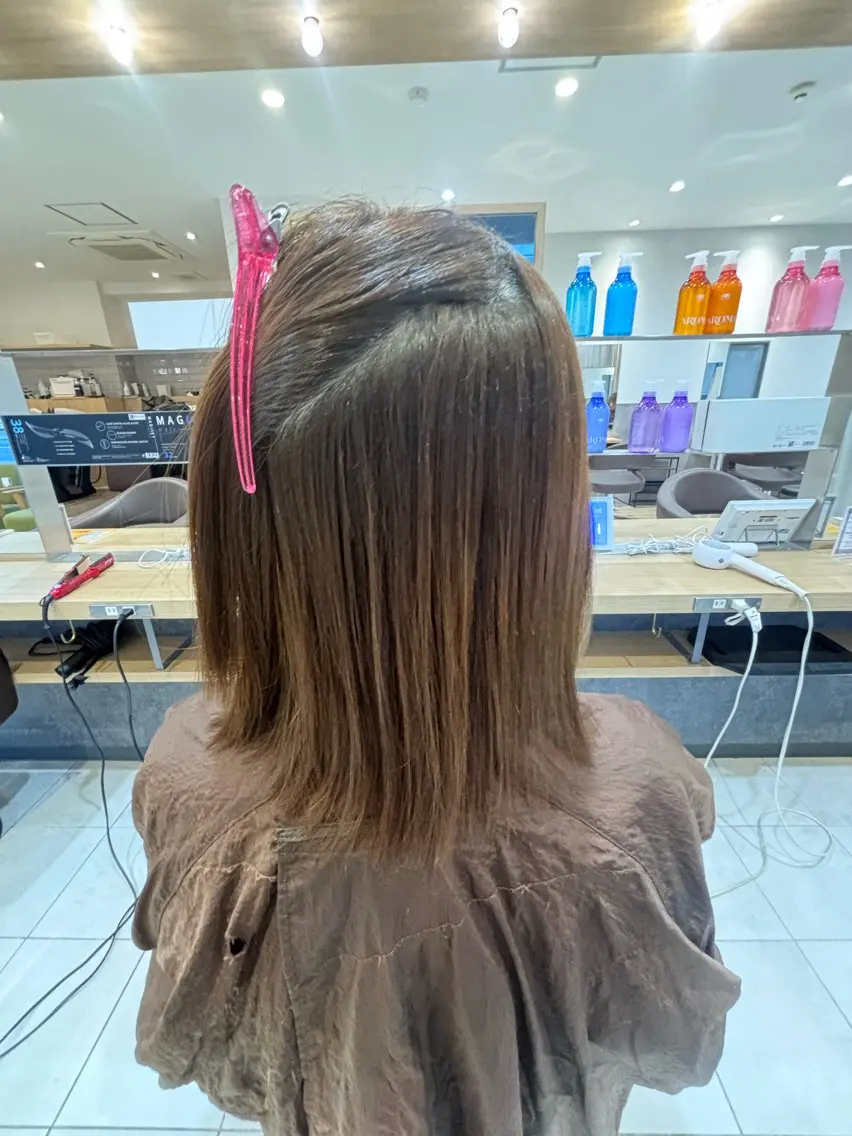 ミディアム 縮毛矯正 縮毛矯正 淺井 さくらのヘアスタイル