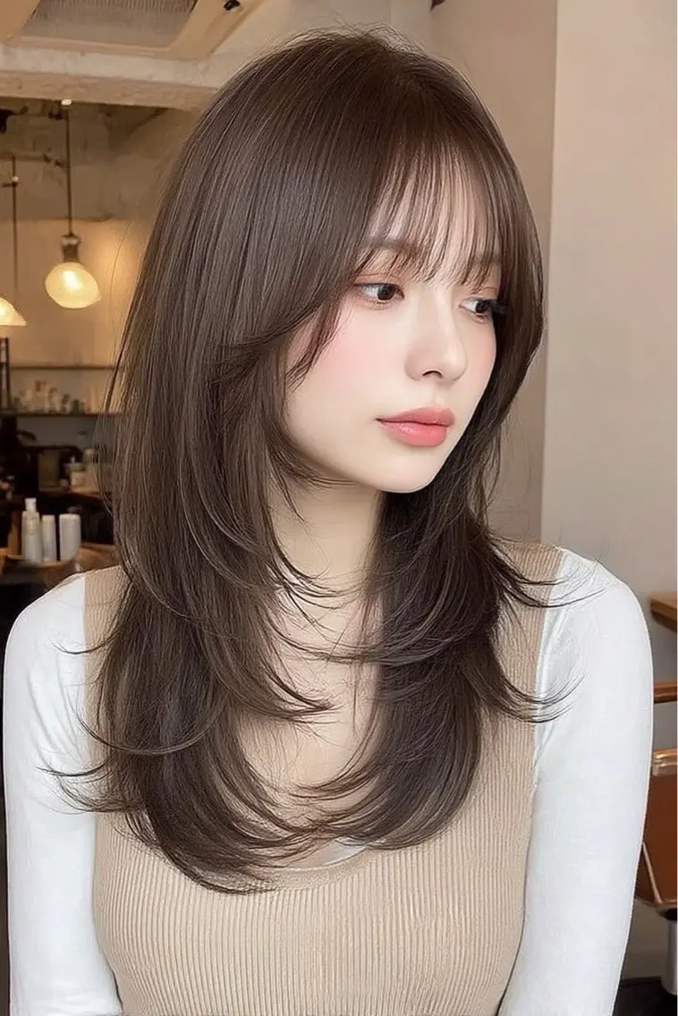 ロング カラー ヘアカラー 🍒モテ暖色カラー × うる艶✧ ゆなのヘアスタイル