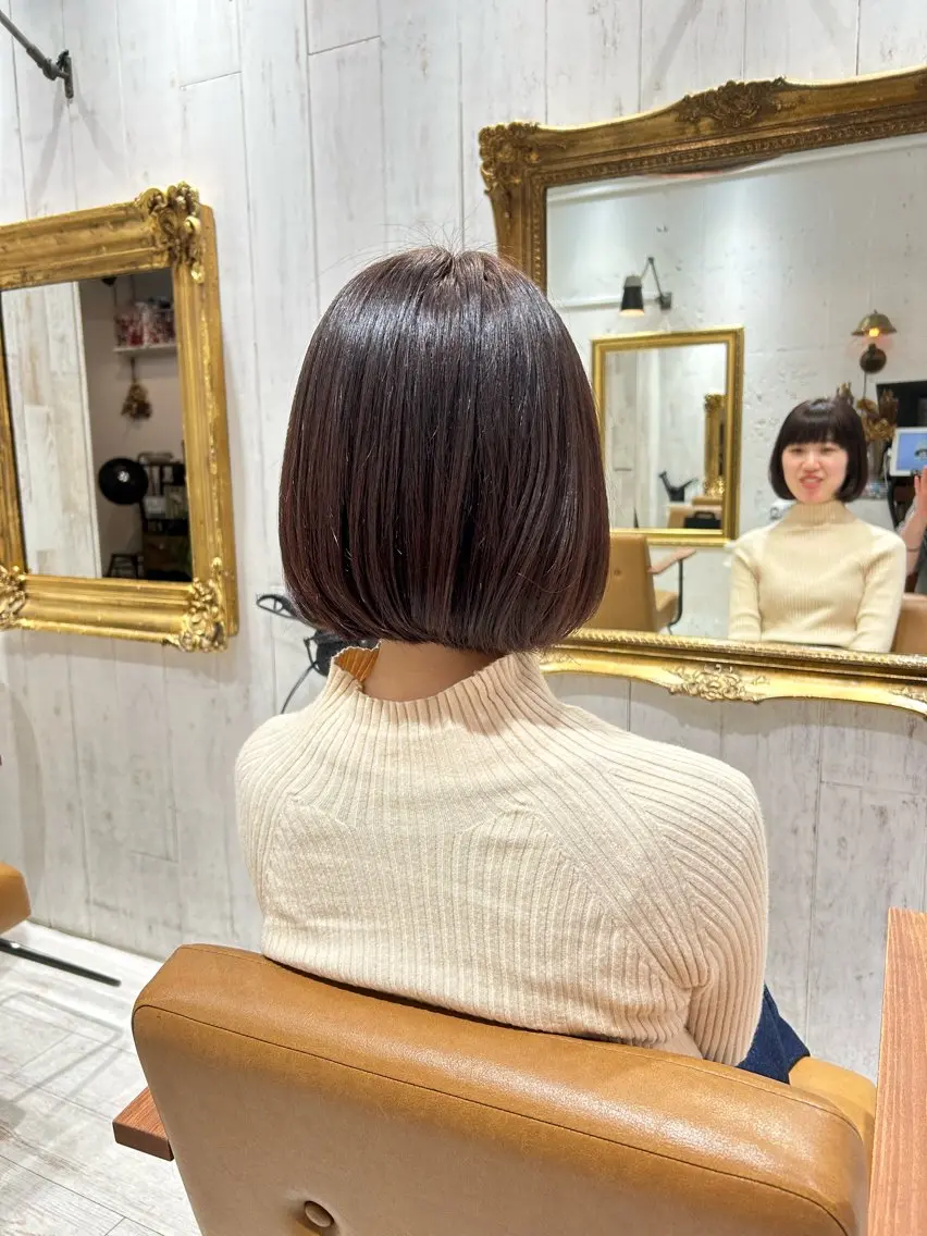 ミディアム カラー ベージュカラー ピンクカラー ヘアカラー re view 日和のヘアスタイル
