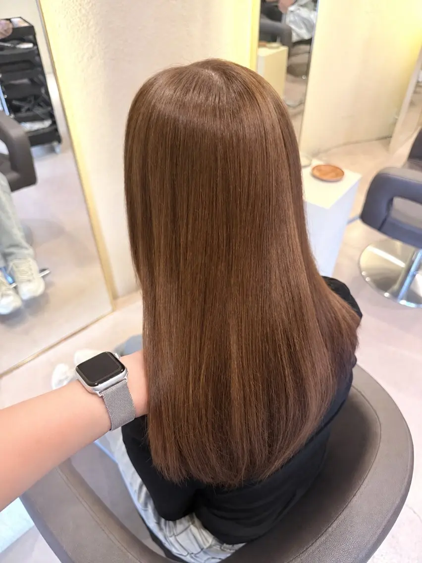 ロング カラー ベージュカラー ヘーゼル ヘアカラー トリートメント Risa🐈⬛/ グレージュ/透明感のヘアスタイル