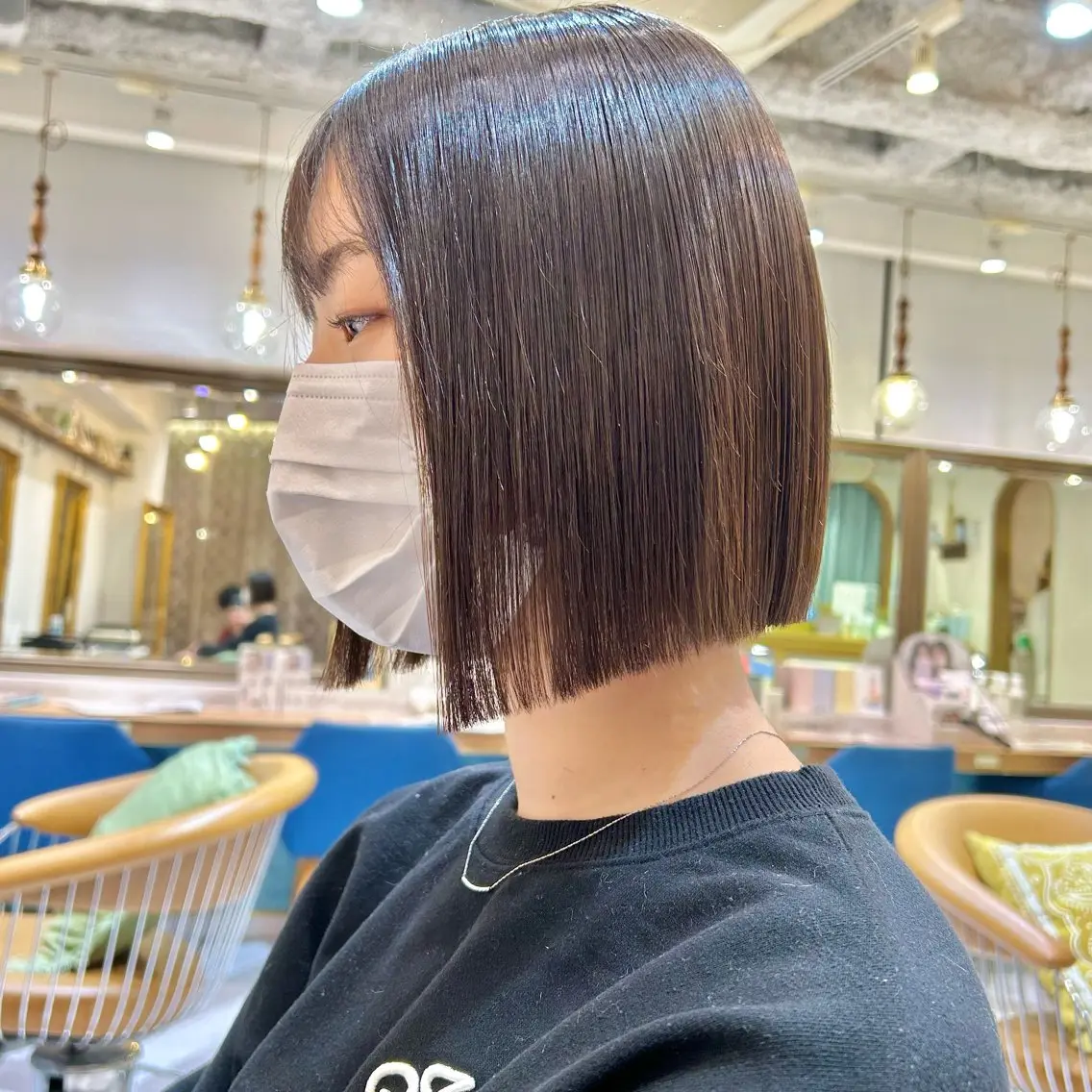 ミディアム カラー ボブ 縮毛矯正 カット ヘアカラー 縮毛矯正 髪質改善【縮毛矯正】 北千住 田邉 澪のヘアスタイル