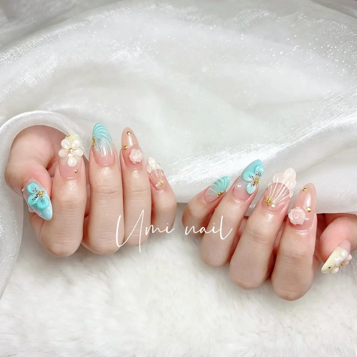 ネイル クリアネイル 成人式 長さ出し フラッシュネイル フットネイル Umi.せい 🫧のネイルデザイン