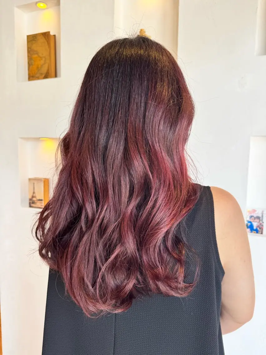 セミロング カラー ブラウンカラー ピンクカラー ピンクブラウン ヘアカラー ブランシェ神領店 稲垣 葵のヘアスタイル