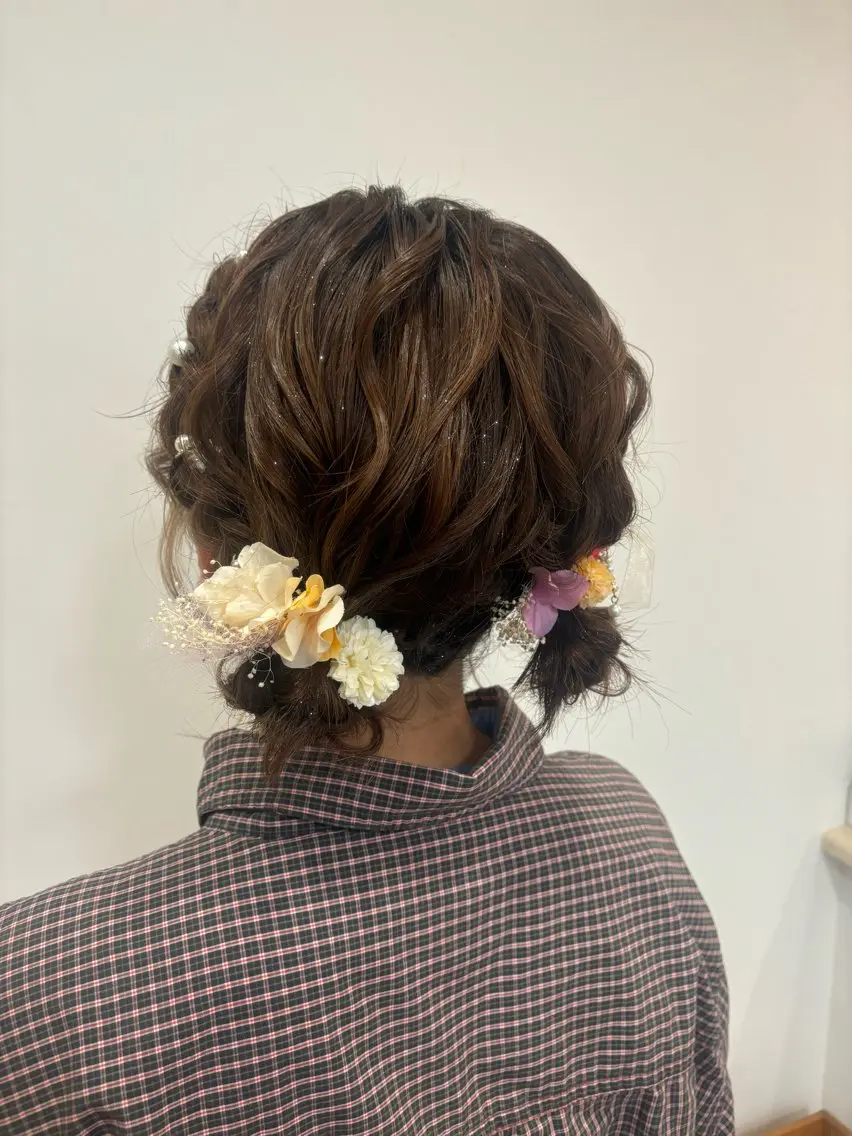 ショート お団子ヘア ショートボブ ボブ ショートヘア ヘアセット ZAZA YUKAのヘアスタイル