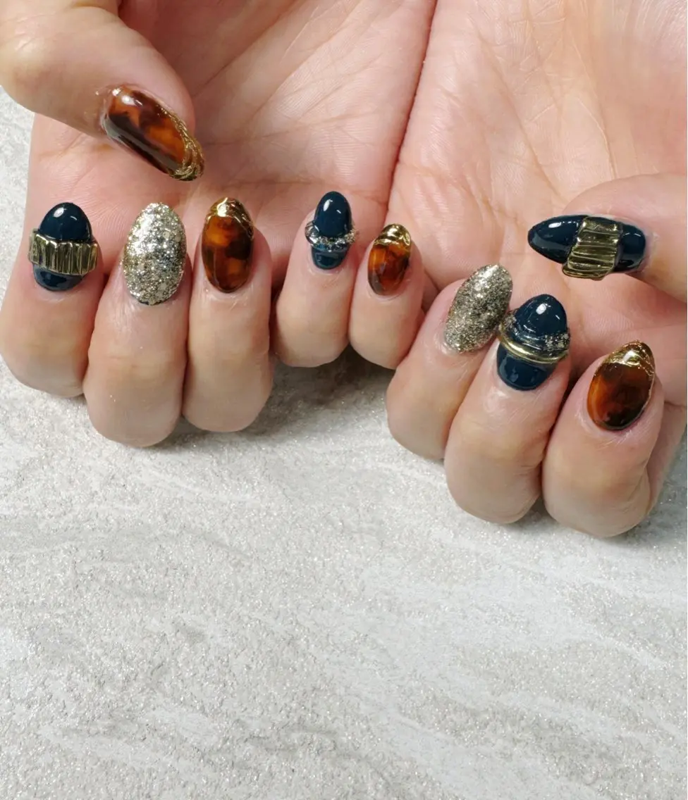 ネイル べっ甲ネイル ネイビー ハンドネイル pilates & nail Zou.のその他イメージ