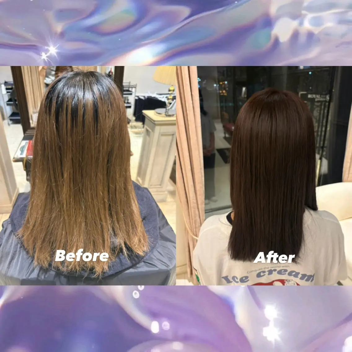 ミディアム カラー ブリーチ ブラウンカラー ラベンダーカラー ヘアカラー ｲｹﾀﾞ ﾋﾅﾘのヘアスタイル