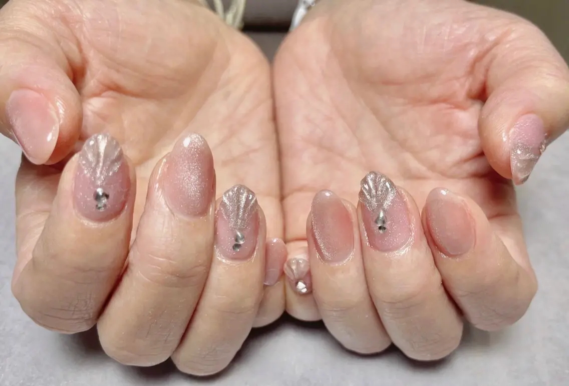 ネイル ジェルネイル マグネットネイル パラジェル ピンク ぷっくりネイル ハンドネイル BLANC.nail yuuのネイルデザイン