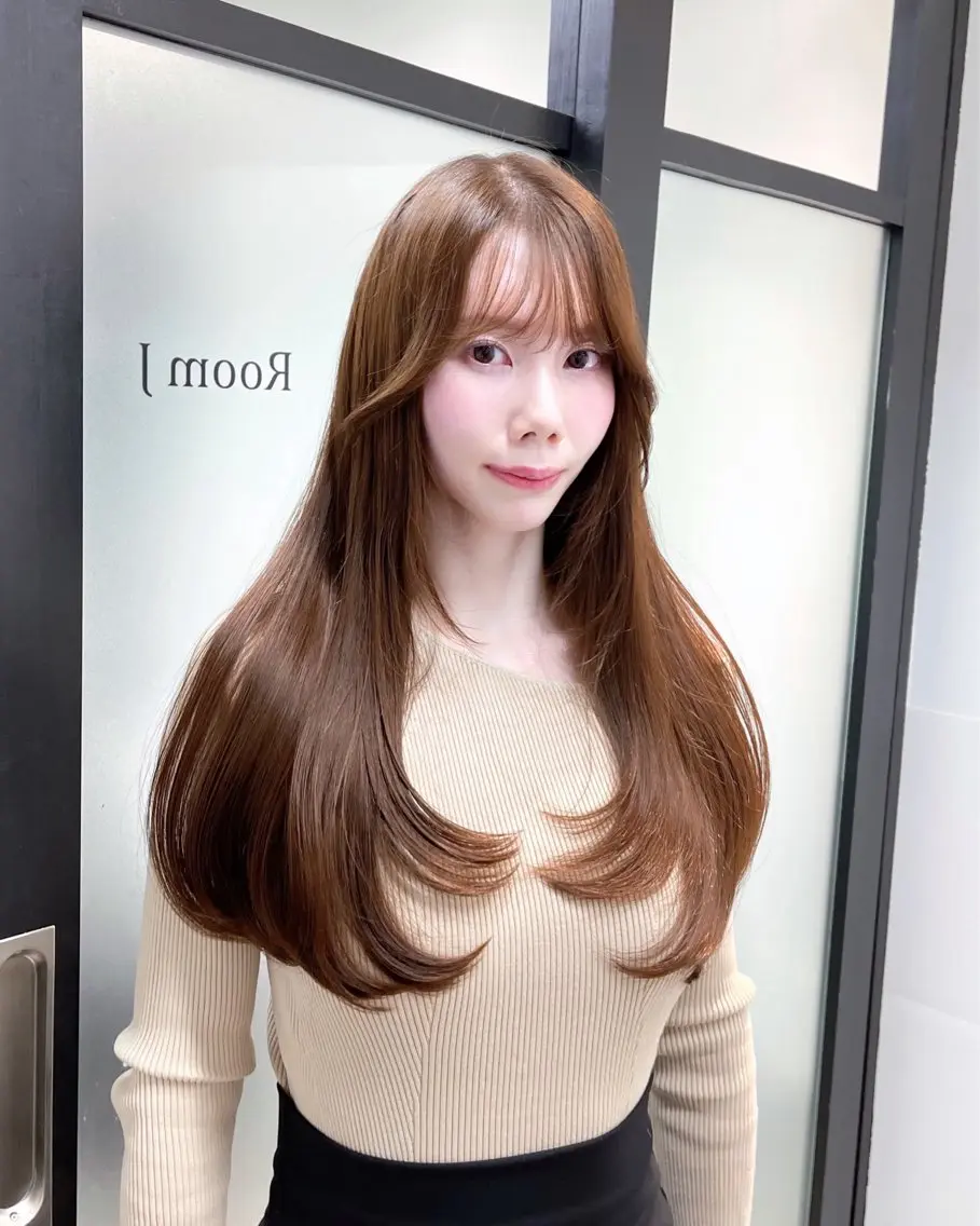 ロング 韓国風ヘア レイヤーカット カット ヘアカラー トリートメント 韓国レイヤーカット 髪質改善▫️水野有真のヘアスタイル
