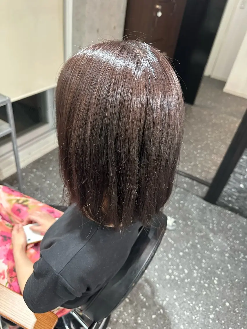 ミディアム カラー 髪質改善⭐️縮毛矯正 中野⭐️Rinaのヘアスタイル