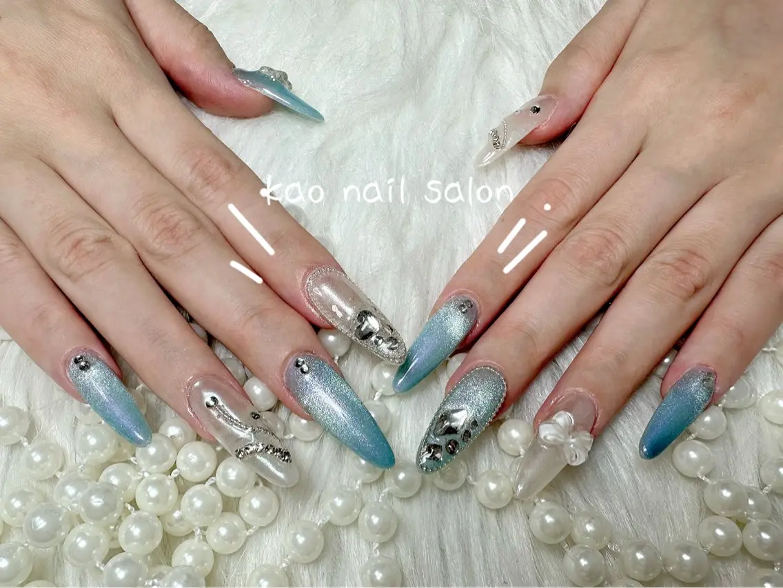 ネイル チークネイル 長さ出し フレンチネイル ジェルネイル ガラスフレンチ kao nail マグネット/長さだしのネイルデザイン