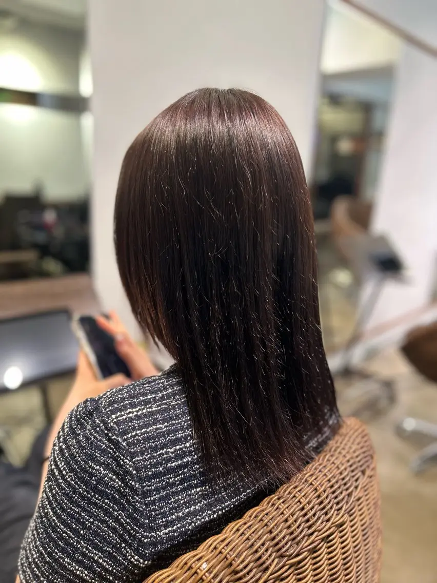 カラー ブラウンカラー バイオレットカラー バイオレットブラウン ヘアカラー 中台 まゆのヘアスタイル