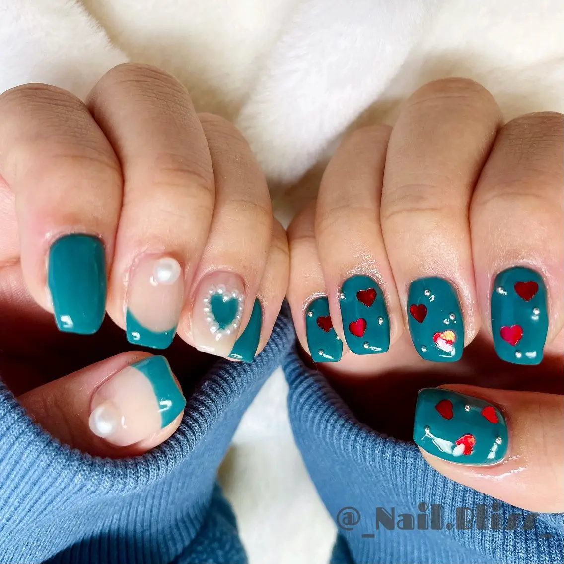 ネイル グリーン ハンドネイル NAIL BLISSのネイルデザイン