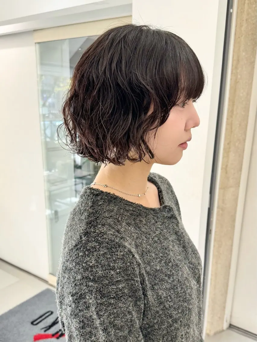 ショート パーマ ショートボブ ボブ ショートヘア カット パーマ トリートメント デジタルパーマ 🌀ボブ　萩原　龍のヘアスタイル