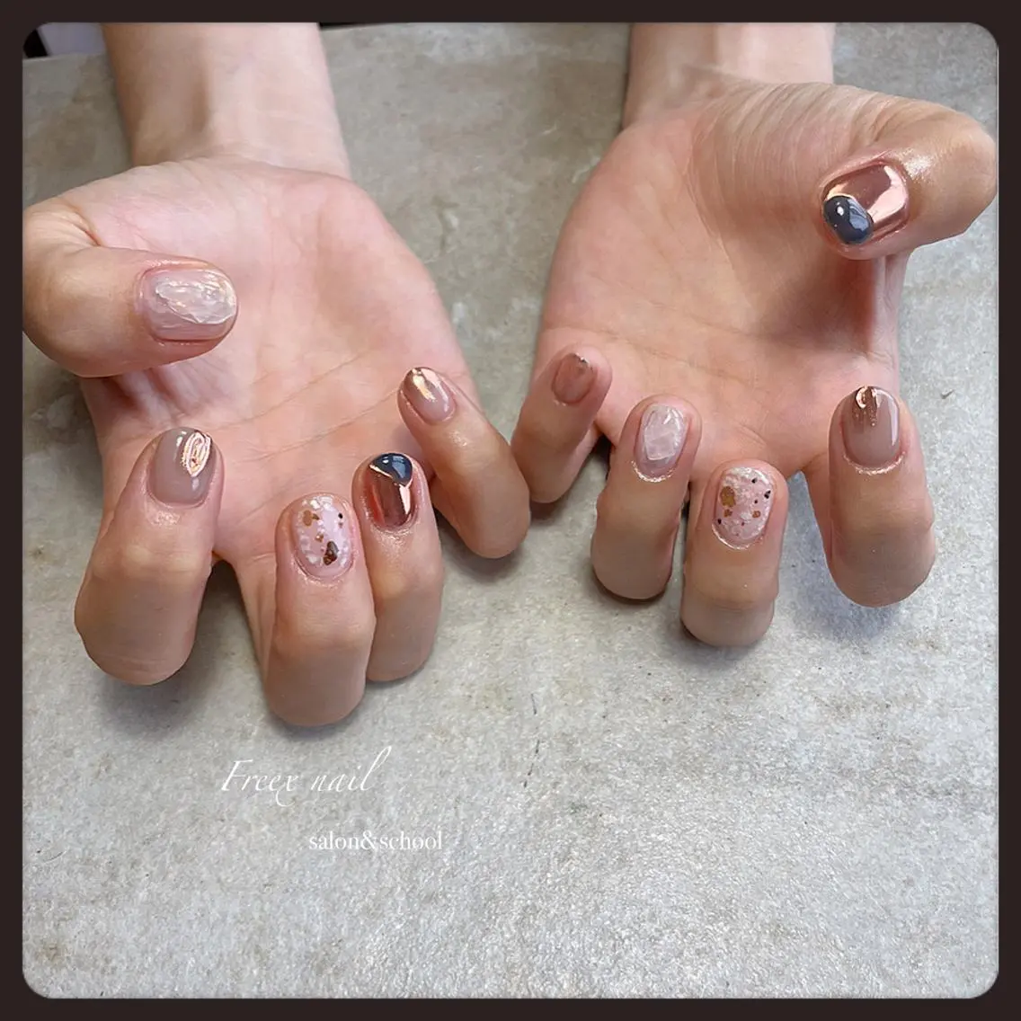ネイル ミラーネイル ニュアンスネイル ハンドネイル ハンドケア freex nail /ニュアンス/個性派のネイルデザイン