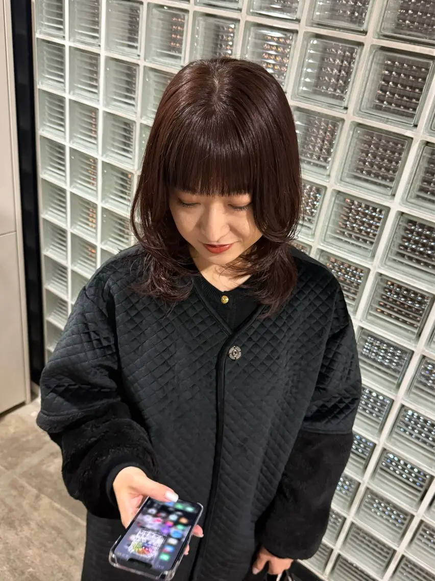 ミディアム カラー ブラウンカラー オレンジ オレンジブラウン レイヤーカット 🟡ひろの/ツヤ カラー/髪質改善🟡のヘアスタイル