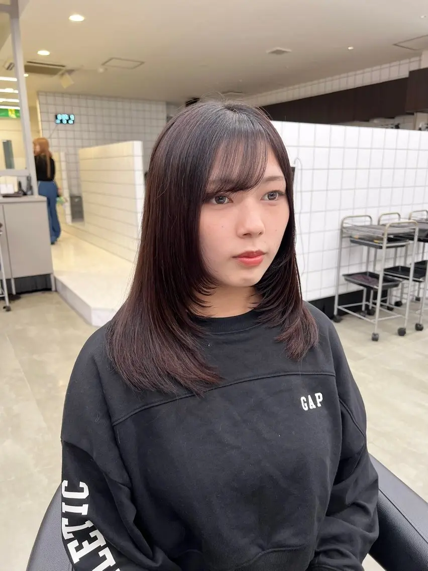 セミロング カラー パーマ ヘアアレンジ メンズ キッズ 上品＆韓国風 🥀海心🥀のヘアスタイル