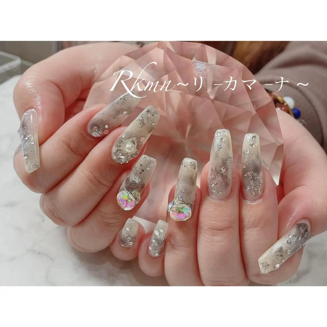 ネイル アートネイル ラメ(グリッター) ニュアンスネイル 春ネイル ハンドネイル フットネイル ハンドケア Rkmn ~リ-カマ-ナ~のネイルデザイン