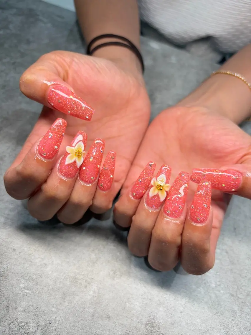 ネイル フラッシュネイル ロングネイル 夏ネイル ハンドネイル La・lieto 💜Chihaのネイルデザイン