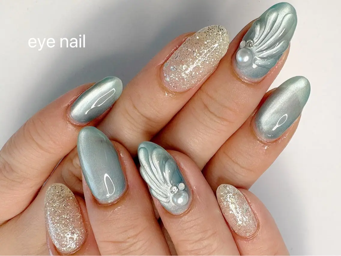 ネイル アートネイル ラメ(グリッター) マグネットネイル ハンドネイル Eye nailのネイルデザイン
