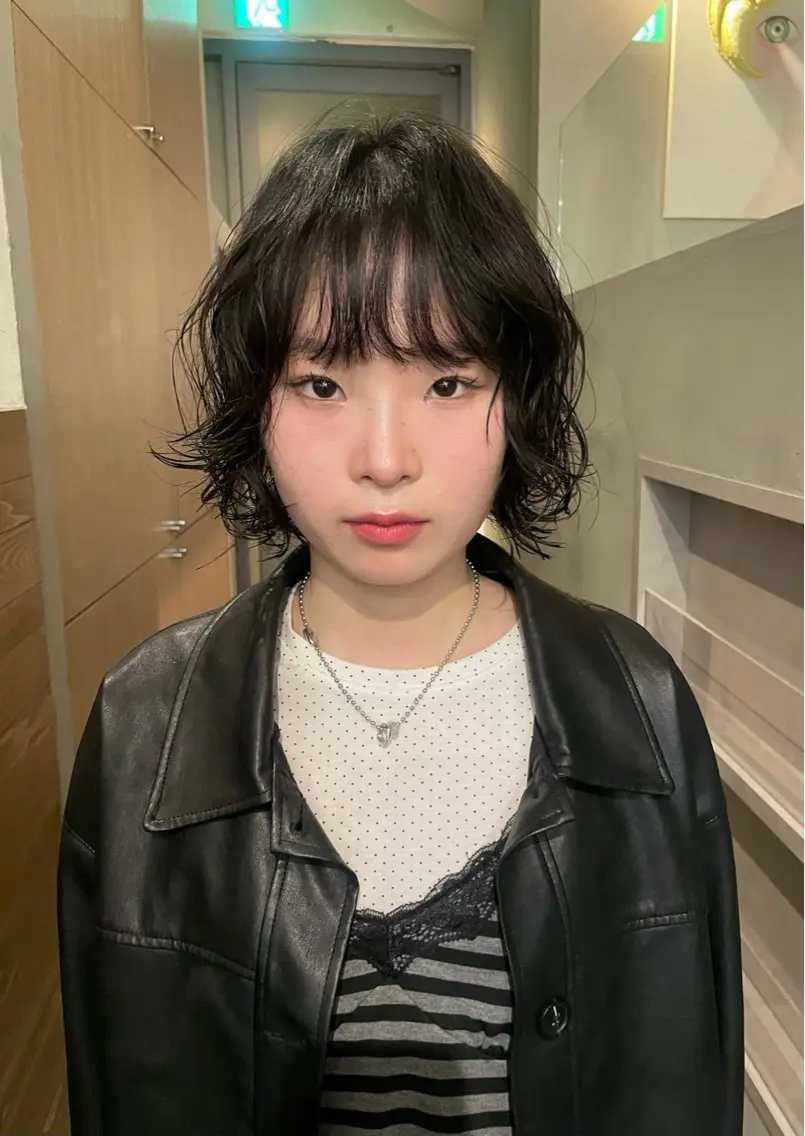 ミディアム パーマ ミディアムパーマ ボブ 長島 舞のヘアスタイル