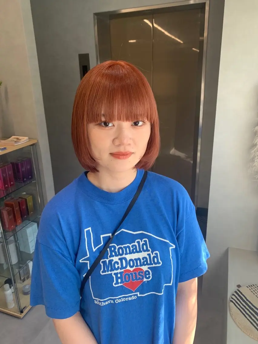 カラー オレンジ amu/ブリーチなし ダブルカラーのヘアスタイル